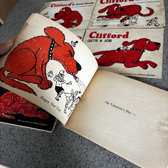 6 Vintage Clifford The Big Red Dog Scholastic Books, Norman Bridwell 1960's Gift - Picture 3 of 6